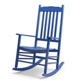 thumbnail image 2 of Zimtown Outdoor Wooden Rocking Chair Patio High Back Ergonomic Seat Porch Garden Navy Blue, 2 of 8