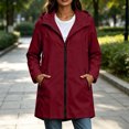 thumbnail image 5 of BRGZLK Long Rain Jacket for Women Zip Up Lightweight Waterproof Raincoat with Hood Outdoor Windbreaker Trench Coats with Pockets for Hiking Travel Wine S, 5 of 8