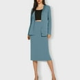 thumbnail image 5 of qolati Business Skirt Suit Set for Women 2 Piece Office Work Outfit Collarless Blazer Pencil Skirt Sets Long Sleeve Button Down Open Front Cardigan Matching Dressy Suits Gray XL, 5 of 9