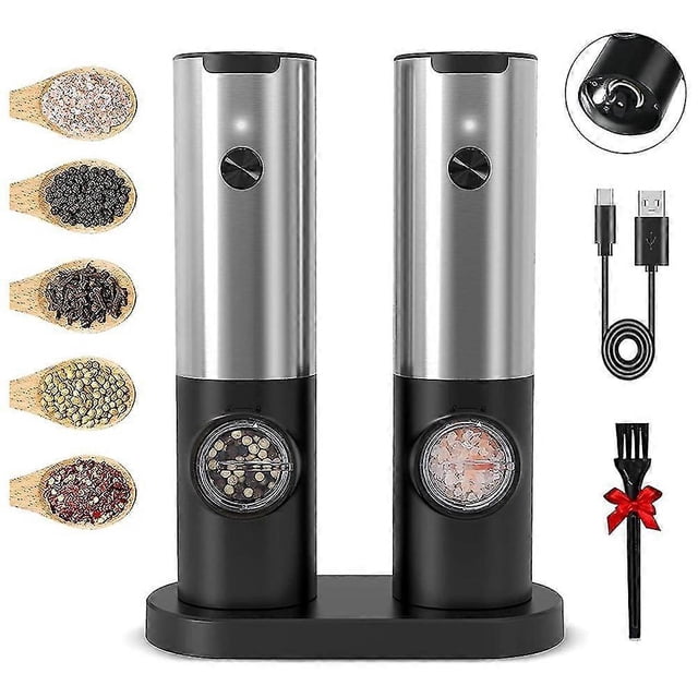 Rechargeable Electric Salt and Pepper Grinder Set (with Charging Base),kuo lu