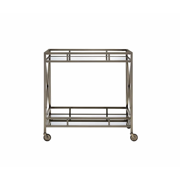 34" X 20" X 35" Antique Brass Metal Serving Cart