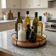 thumbnail image 6 of 12" Acacia Wood Lazy Susan Turntable,  Kitchen Organizer Turntable with Steel Sides, 360 Degree Lazy Susan for Countertop Cabinet or Dining Table(Black), 6 of 6