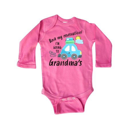 

Inktastic Book My Reservation! I m Going to Grandma s Gift Baby Boy or Baby Girl Long Sleeve Bodysuit