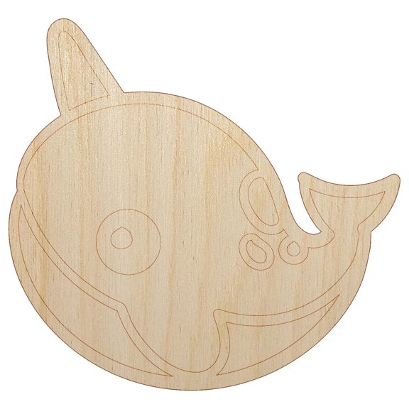 Kawaii Narwhal Wood Shape Unfinished Piece Cutout Craft DIY Projects - 6.25 Inch Size - 1/8 Inch Thick