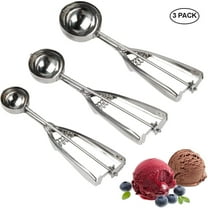Set of 3 Ice Cream Scoop Cookie Scoop Stainless Steel with Trigger