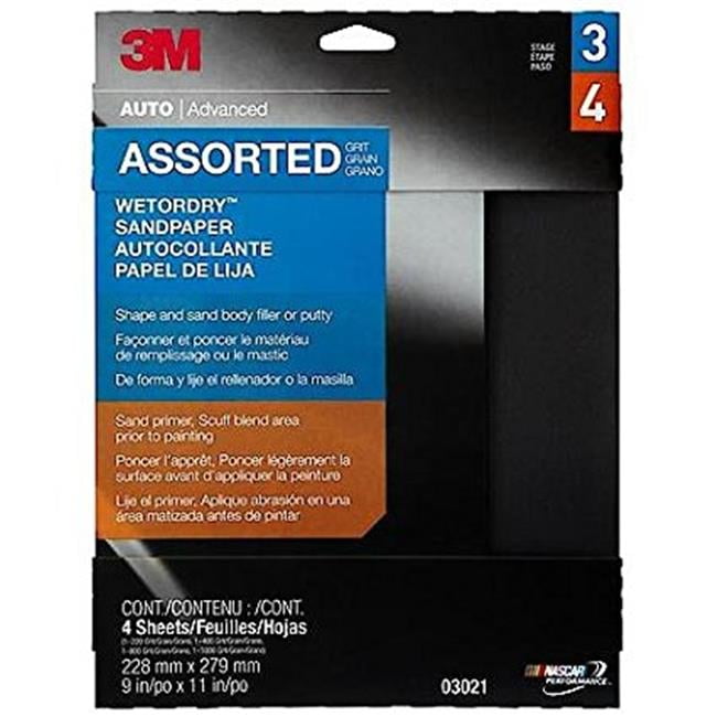 3M MM03021 9 x 11 in. Assorted Silicon Carbide Wetordry Sandpaper