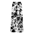 thumbnail image 3 of WTOBBY Women's Summer Boho Palazzo Wide Leg Pants with Floral Printing High Waist Elastic Drawstring and Functional Pockets for Casual Comfort ,White 2XL, 3 of 7