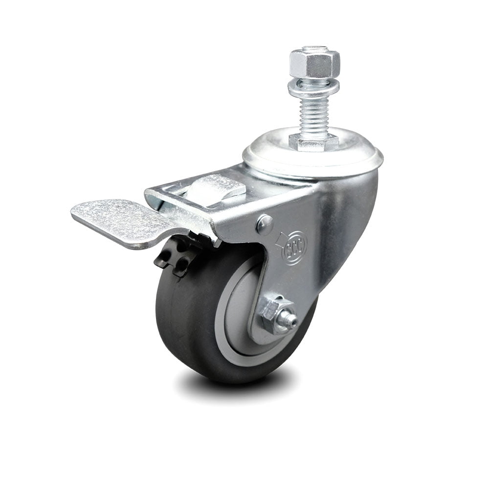 Service Caster Brand 3 x 1.25 Black Wheel 210 lbs Capacity/Caster Thermoplastic Rubber Swivel Top Plate Swivel Caster 