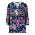 thumbnail image 5 of Levmjia Womens Tops Fashion 3/4 Sleeve T Shirt Casual Loose Fit Floral Printed Pullover Soft Polyester Round Neck Comfortable Tee For Daily Wear, 5 of 5