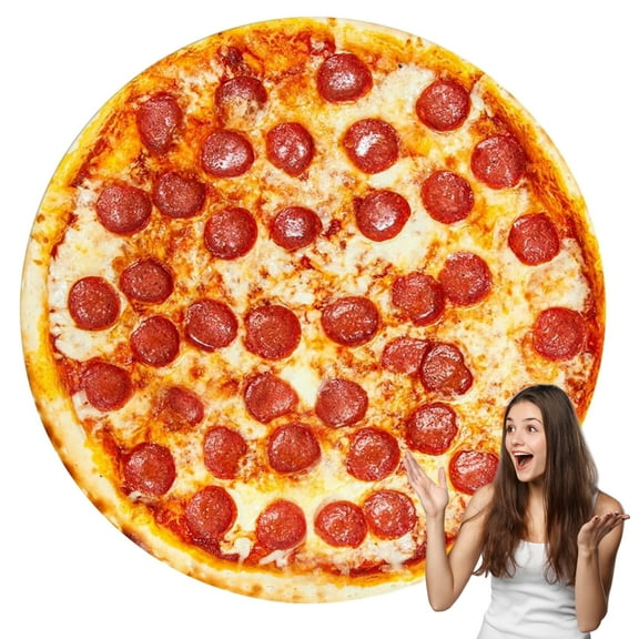 Rirool Pizza Blanket - 71" Realistic Pepperoni Fleece Throw, Double-Sided Flannel, Funny Food Gift for Adults/Kids, Christmas & White Elephant Parties