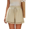 thumbnail image 2 of Women'S Shorts Summer Casual Loose Elastic Waist Drawstring Lace Boho Beach Cover Up Shorts Color M, 2 of 9