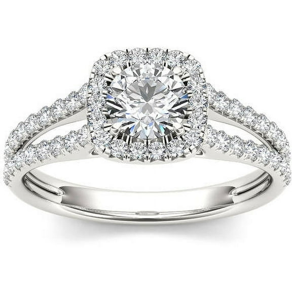 1 Carat T.W. Diamond Split-Shank Single Halo 14kt White Gold Engagement Ring