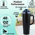 thumbnail image 3 of Insulated Water Bottle 40oz,Stainless Steel Leak Resistant Tumbler with Handle & Lid,Double Wall Vacuum Leakproof Travel Coffee Mug,Spill-proof,Insulated Cups,Reusable Insulated,Gifts for Women & Men, 3 of 11