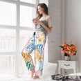 thumbnail image 4 of Uemuo Zebra Colourful Pattern Women's Wide Leg Palazzo Lounge Pants with Pockets Light Weight Loose Comfy Casual Pajama Pants-, 4 of 9