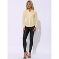 thumbnail image 3 of DARING DIVA Stand Collar Metallic Dots Stars Blouses Tops XS Beige, 3 of 6