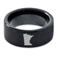 thumbnail image 2 of Tungsten Minnesota North Star State Band Ring 9mm Men Women Comfort Fit Black Flat Cut Brushed Polished, 2 of 4