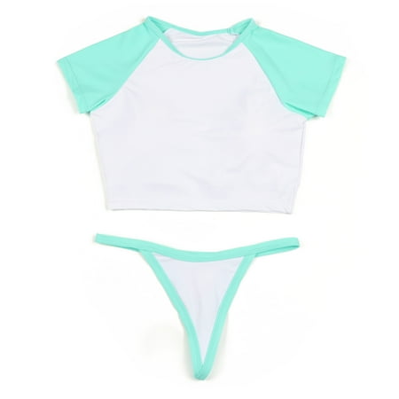 Swimsuit sexy thong bikini sports casual half sleeve swimsuit new