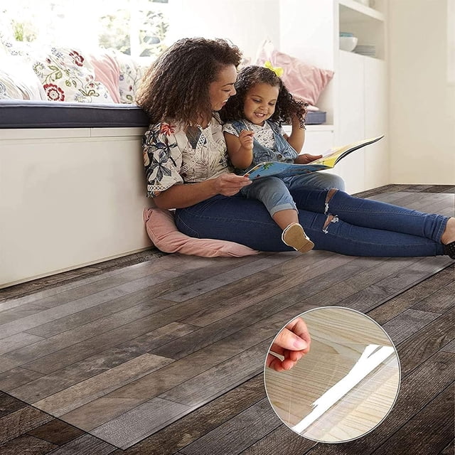 Runner Rug Heavy Duty Floor Runner/Protector for Hardwood Floors,2.3x12.1ft Large Clear Plastic Rugs 1.5mm Thick Heavy Duty Waterproof Chair Mat for Hardwood Floors, Custom Size