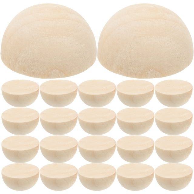 30 piezas de medias esferas de madera sin terminar, mini semiesferas, bolas para manualidades, proyectos de bricolaje, suministros de arte y manualidades para niños (amarillo claro, 30 mm).