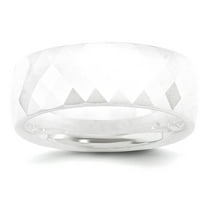 Ceramic Engravable White Faceted 8mm Polished Band Ring Size 7 Jewelry for Women