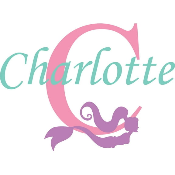 Personalized Name Vinyl Decal Sticker Custom Initial Wall Art Personalization Decor Girl Mermaid Fairytale 10 Inches x 10 Inches