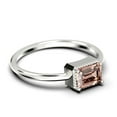 thumbnail image 2 of Minimalist 1.00 Carat Emerald Cut Morganite And Diamond Moissanite Engagement Ring, Wedding Ring in 925 Sterling Silver With 18k White Gold Plating, Gift For Her, Promise Ring, Anniversary Ring, 2 of 3