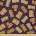 thumbnail image 2 of Ambesonne Drinking Fabric by the Yard Microfiber, Wine Bottle Corks Pattern, 5 Yards, Dark Fuchsia Tan Apricot, 2 of 2