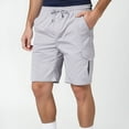 thumbnail image 4 of Men's Casual Mid - Waist Cargo Shorts - Solid Polyester, Loose Fit, Drawstring, for Basketball, Fitness & Daily Wear, 4 of 6