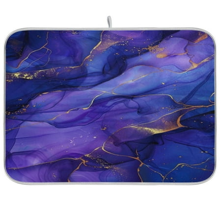 

Dish Drying Mat Multi-functional Absorbent Kitchen Drying Mat Foldable Drying Mat for Kitchen Drainer Rack 16 x18 Dark Purple Marble Texture