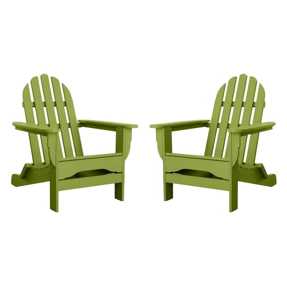 DuroGreen Adirondack Chairs Made With All-Weather Tangent lumber, Set of 2, Oversized, High End Classic Patio Furniture for Porch, Lawn, Deck, or Fire Pit, No Maintenance, USA Made, Lime Green