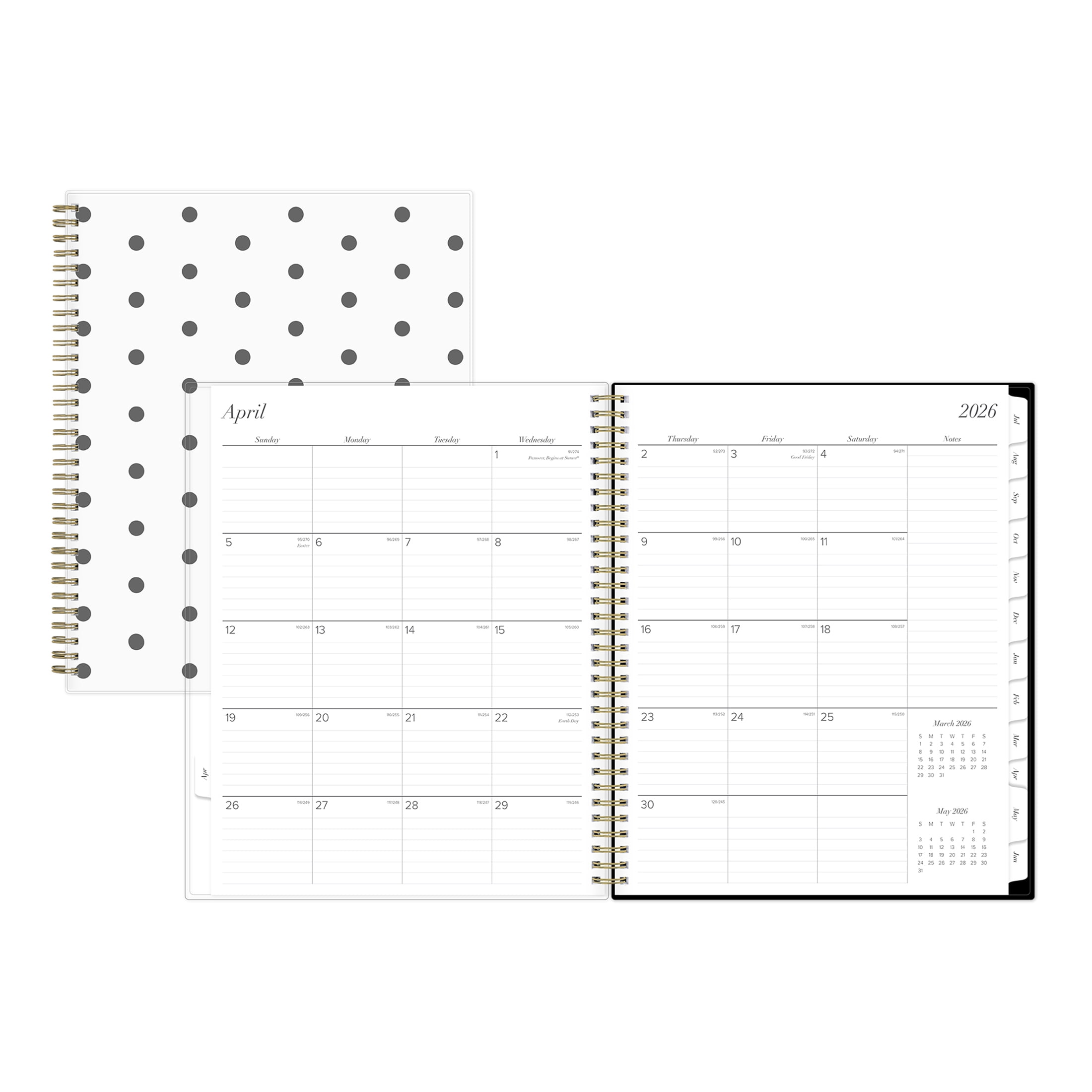 Blue Sky Monthly Weekly Planner, 8.5" x 11", Dot BW 15-Month (April 2026 - June 2027)