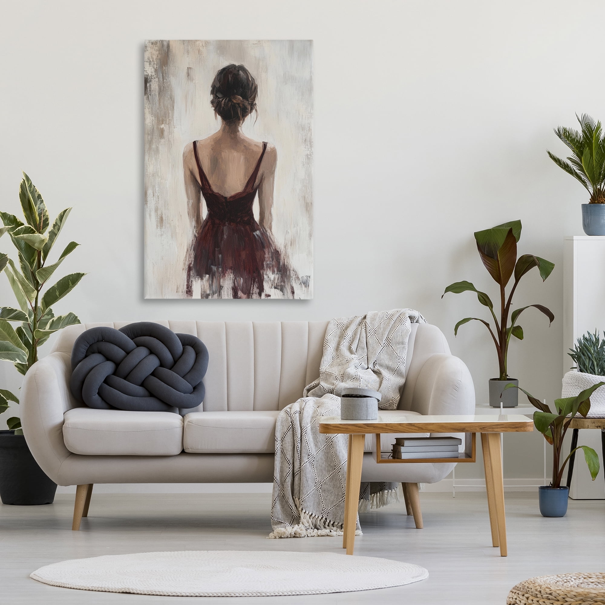 Stupell Industries Portrait of Woman in Burgundy Canvas Wall Art, design by Petal Prints Design