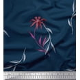 thumbnail image 1 of Soimoi Japan Crepe Satin Fabric Leaves & Wild Flower Decor Fabric Printed Yard 42 Inch Wide, 1 of 1