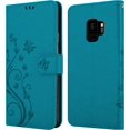 thumbnail image 1 of Funda para Samsung Galaxy S9 en Azul Floral - Funda Protectora con Diseño de Flores con Cierre Magnético, Soporte Horizontal y 3 Ranuras para Tarjetas - Funda Tipo Cartera JM, 1 of 5