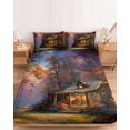thumbnail image 2 of Cal.King Size Fitted Sheet Set - Country Forest 3 Piece Bedding Sets 16" Deep Pocket Fitted Sheet with 2 Pillowcases, Farmhouse Nature Trees Cabin Starry Sky Brushed Microfiber Hotel Bed Sheets, 2 of 9