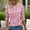 Pink, variant on MORTTIC Women's Striped Casual Button-Up Shirt - Round Neck Summer Top, Breathable Non-Stretch Summer Shirt