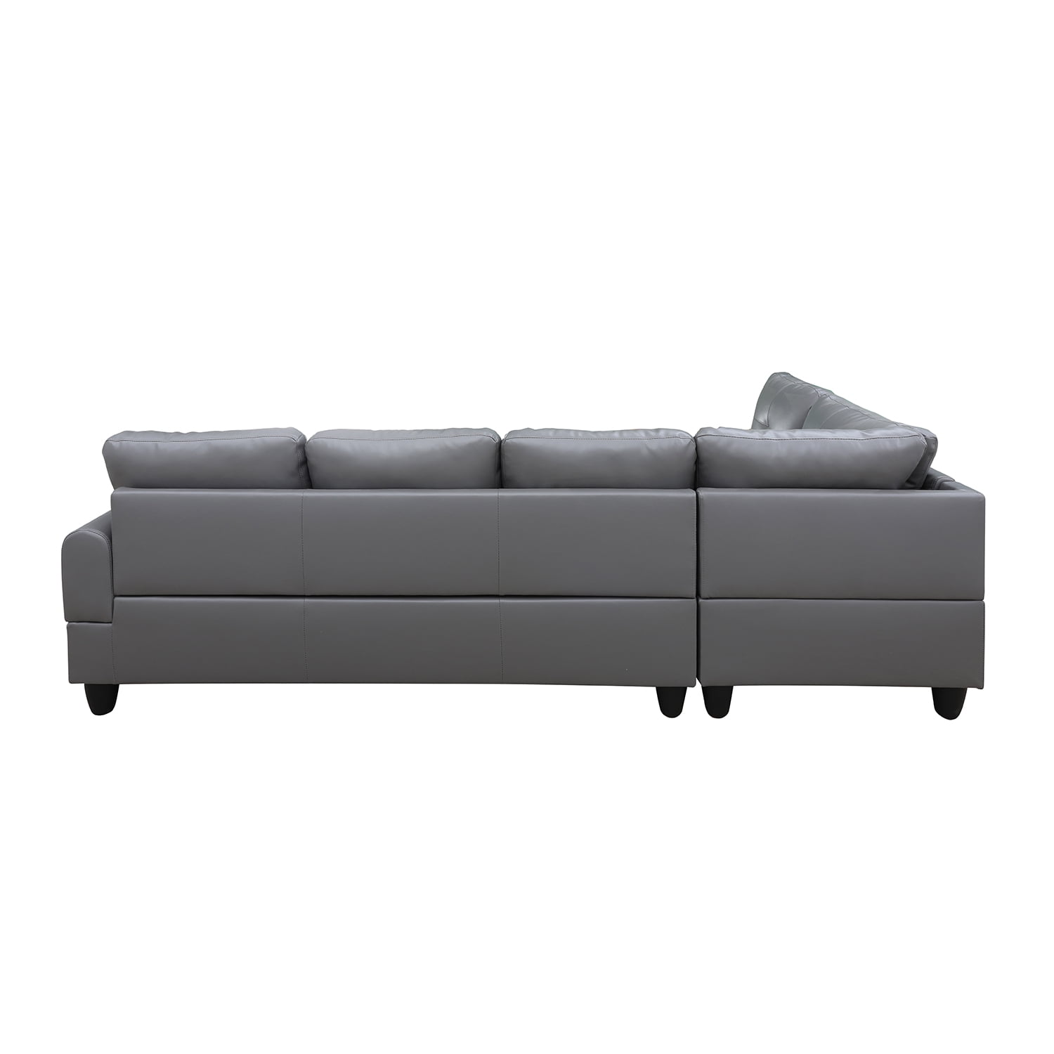 Hommoo Faux Leather 4-Seat Couch, L Shaped Sectional Couches and Sofas, Modern Living Room Furniture Sets Sectional Sofa Set, Dark Grey(No Ottoman)