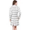 thumbnail image 4 of Abrigo De Cuadros Bolsillos De Costura Cuello Reversible Para Mujer - Blanco/S Unique Bargains Abrigo, 4 of 6