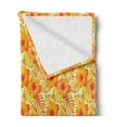 thumbnail image 2 of Hibiscus Soft Flannel Fleece Throw Blanket, Exotic Flowers Tropical Palm Leaf Warm Tones, Cozy Plush for Indoor and Outdoor Use, 50" x 70", Orange Yellow, by Ambesonne, 2 of 5