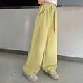 thumbnail image 6 of Ccpelsie Girls Spring Casual Lounge Pants Wide Leg Loose Fit Sweatpants Elastic Waist Drawstring Joggers for Home Comfort(A01-Yellow,6-7 Years), 6 of 7