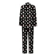 thumbnail image 4 of Huowey Christmas Family Silk Pajamas Matching Sets Long Sleeve Button Down Cute Tree Print Loungewear Lightweight Soft Comfortable Holiday Sleepwear For Mom,Black,L, 4 of 5