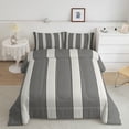 thumbnail image 2 of Castle Fairy Minimalist Thin Vertical Stripe Queen Comforter Set 3 Pieces,Geometric Wide Band Comforter Sets Queen,Black Greige,Reversible,1 Comforter and 2 Pillowcases, 2 of 6