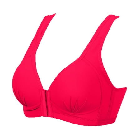 

Sports Bras for Women Plus Size Front Trim Closure Breathable Extra-Elastic 2 Pcs Sport Bra for Womens High Support Red 85