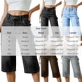 thumbnail image 3 of Women's High Waist Knee Length Denim Pants Loose Wide Leg Capri Jeans with Pockets Y2K Casual Jeans Trendy Vintage Streetwear Gray, 3 of 5