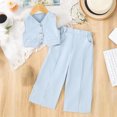 thumbnail image 2 of Delliss Girl's Sleeveless Button Suit Vest Matching Wide Leg Elastic Waist Pant Set 3-10 Years, 2 of 4