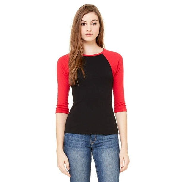 BELLA+CANVAS - The Bella + Canvas Ladies Baby Rib 3/4 Sleeve Contrast 