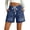 Blue, variant on Jean Shorts for Women High Waisted Pull on Drawstring Elastic Waist Trendy Stretchy Denim Wide Leg Jorts Summer Shorts with Pockets L