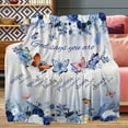 thumbnail image 2 of 1pc Ultra-Soft Christian Throw Blanket for Women - Blue Rose & Butterfly Design with Inspirational Bible Verses, Cozy Plush Religious Gift, Hypoallergenic Flannel, All-Season Comfort, 2 of 6