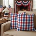 thumbnail image 4 of 2 Pack Outdoor Waterproof Throw Pillow Covers,Vintage Red Blue White Checker Decorative Square Patio Pillowcases for Chair Couch Sofa 16x16in, 4 of 9