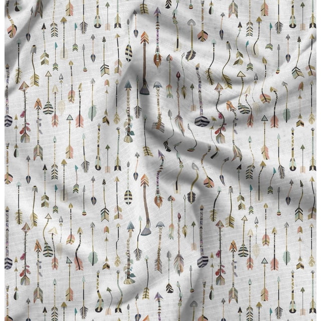 Soimoi Tissu Blanc Poly Georgette Flèche Tribale Imprimé 1 Yard 52 Pouces de Large